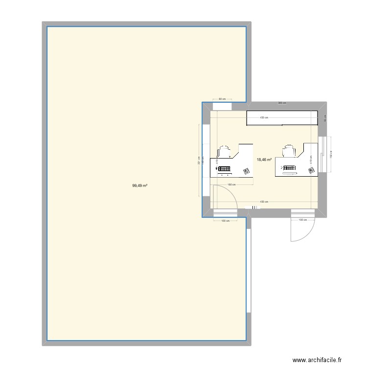 magasin stenay. Plan de 2 pièces et 118 m2