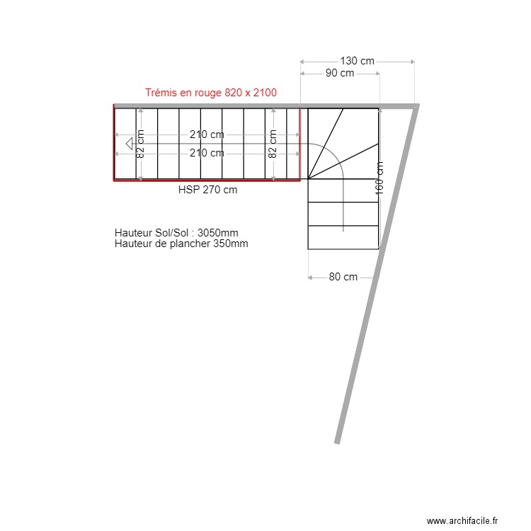 Escalier NEC HABITAT. Plan de 1 pièce et 2 m2