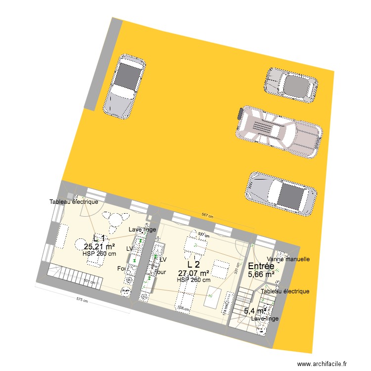 Maison paroissiale 3.0 total. Plan de 17 pièces et 190 m2