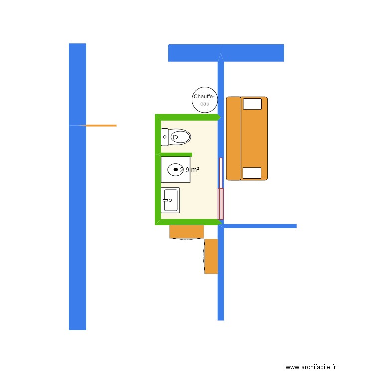 NIEUL Buanderie/WC. Plan de 1 pièce et 3 m2