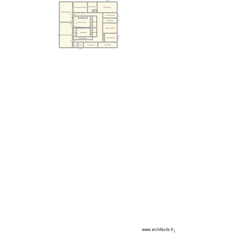 Usine daktarin. Plan de 29 pièces et 673 m2