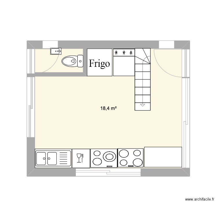 cyp. Plan de 1 pièce et 18 m2