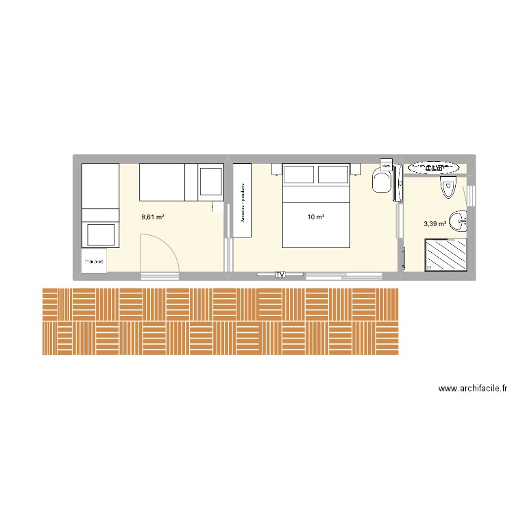 ArchiNord. Plan de 4 pièces et 22 m2