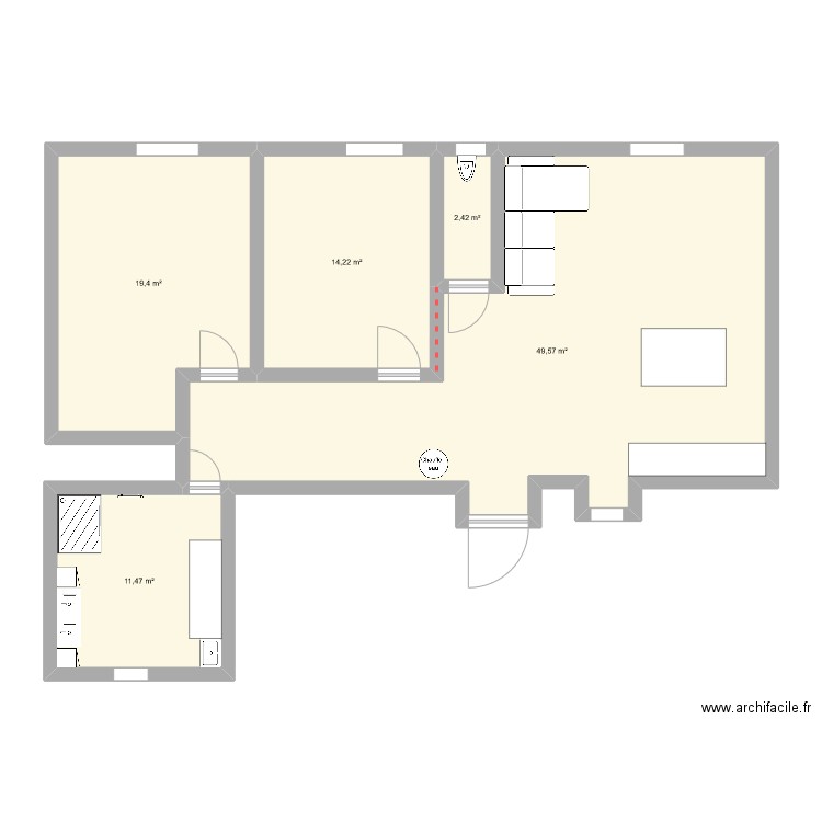 Monesties 2. Plan de 5 pièces et 97 m2