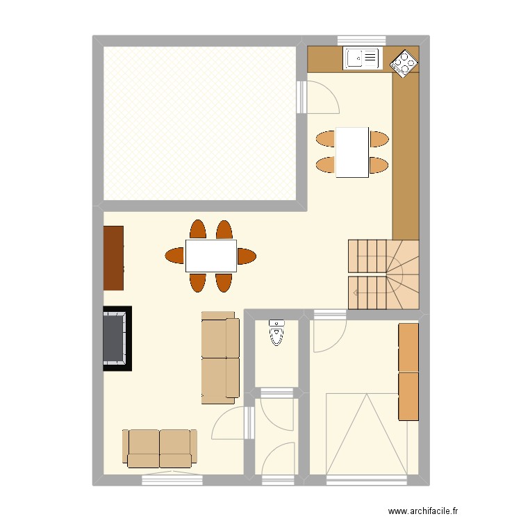 Warandestraat 171 (rdc). Plan de 5 pièces et 76 m2