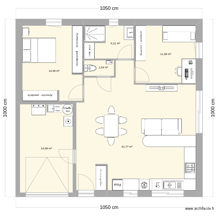 InnovIsa2.v1. Plan de 6 pièces et 89 m2