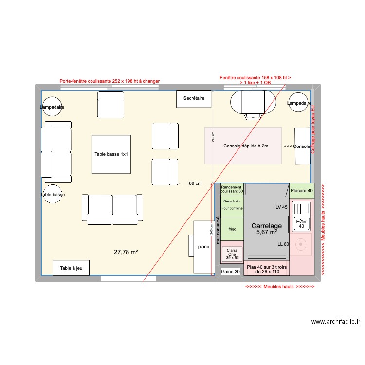 solution 240 x 240 bis. Plan de 3 pièces et 34 m2