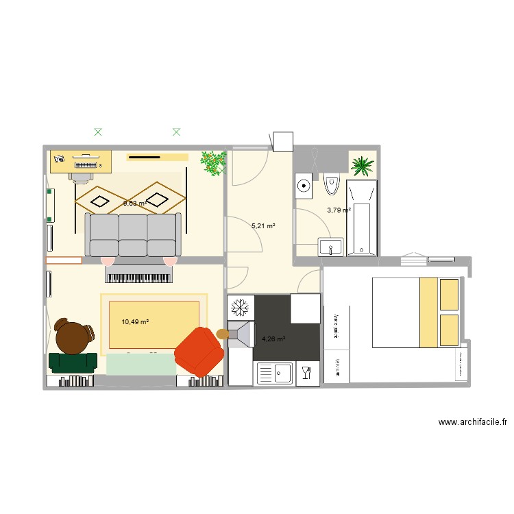 Condamine v1. Plan de 5 pièces et 33 m2