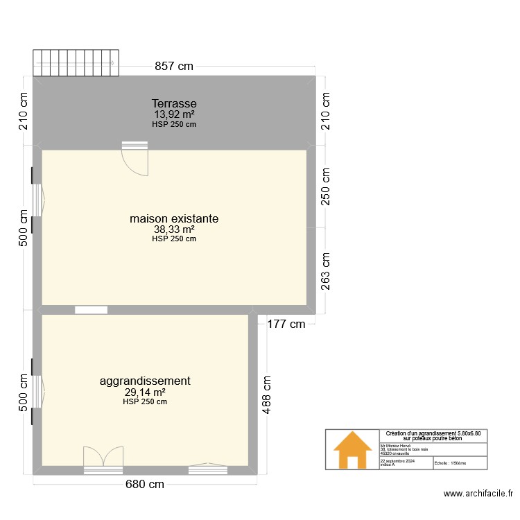 plan existant. Plan de 6 pièces et 163 m2