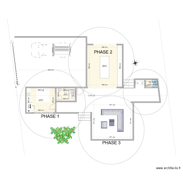 S-pirit lodge phasage. Plan de 5 pièces et 78 m2