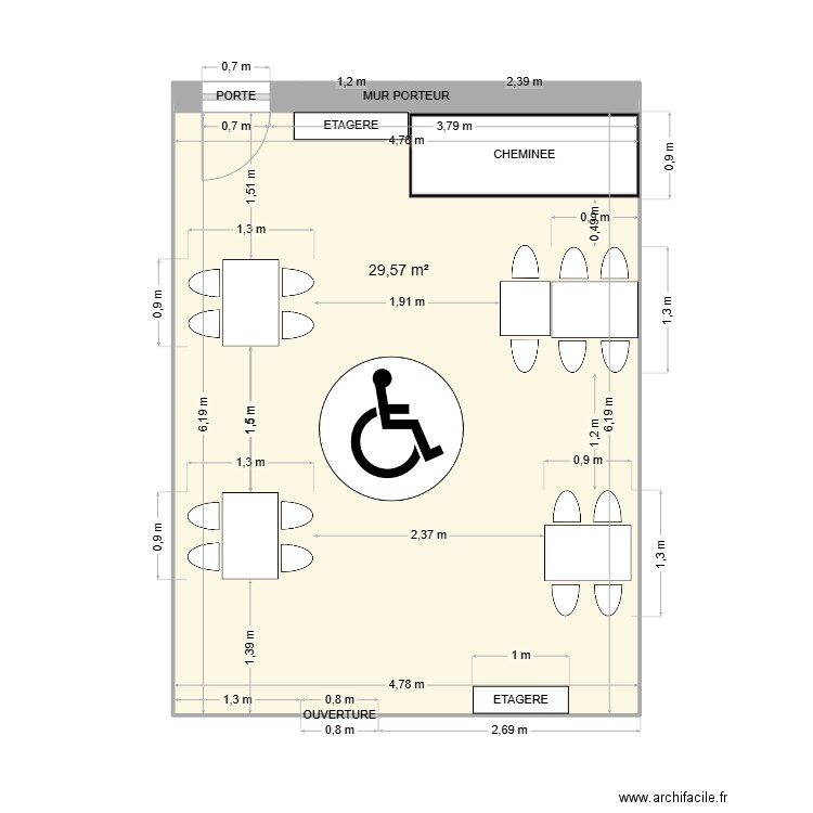 SALLE PMU - CAFE DES SPORTS - ABANCOURT. Plan de 1 pièce et 30 m2