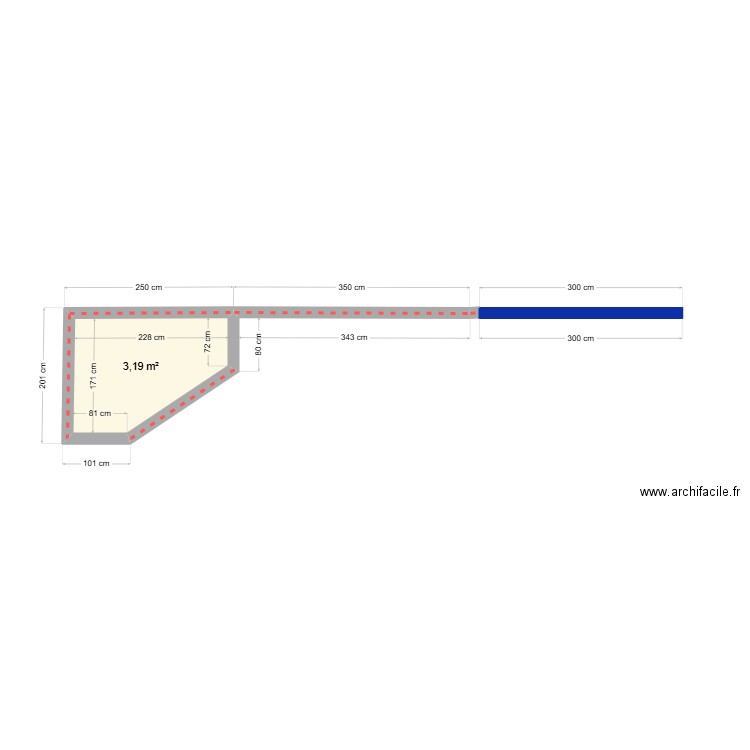 pool house. Plan de 1 pièce et 3 m2