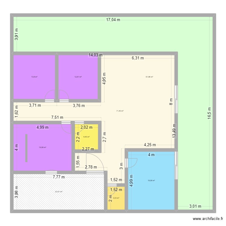 maison 1. Plan de 9 pièces et 261 m2