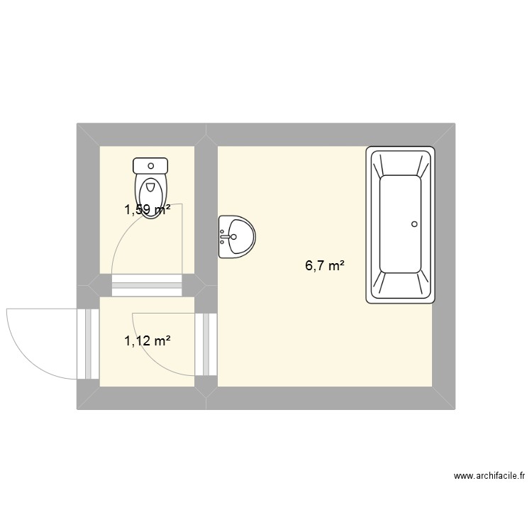 test. Plan de 3 pièces et 9 m2