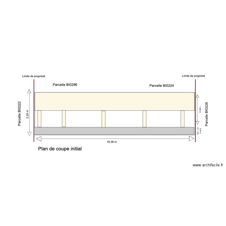 Plan de coupe initial. Plan de 0 pièce et 0 m2