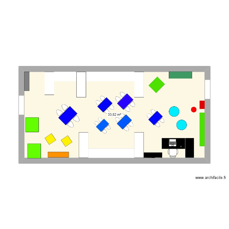 cdi. Plan de 1 pièce et 34 m2