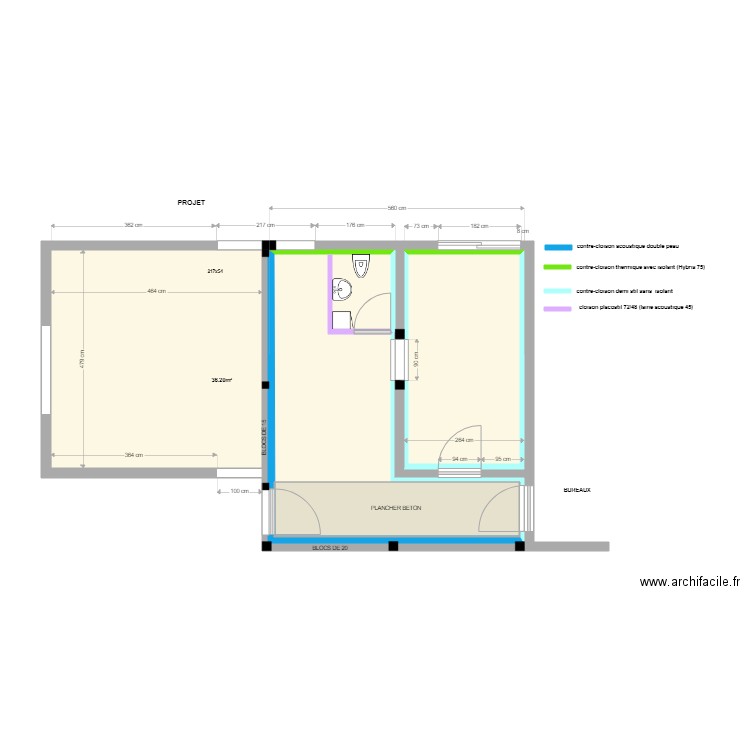 PLAN REACTUALISE 17 FEVRIER PROJET. Plan de 6 pièces et 93 m2