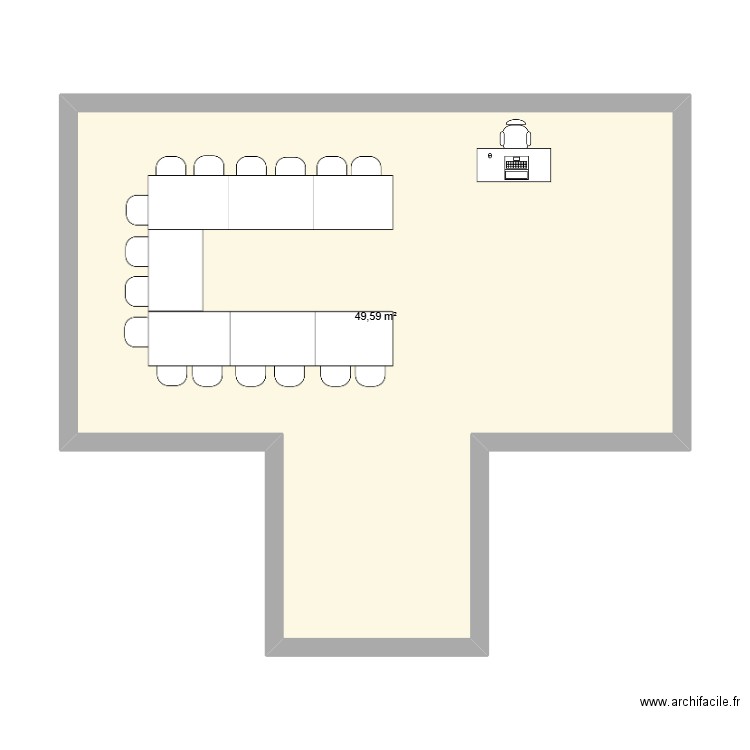 cass. Plan de 1 pièce et 50 m2