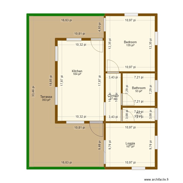 carriac2. Plan de 7 pièces et 83 m2