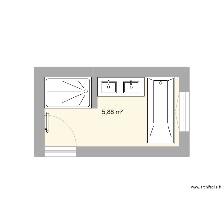 Salle de bain . Plan de 1 pièce et 6 m2