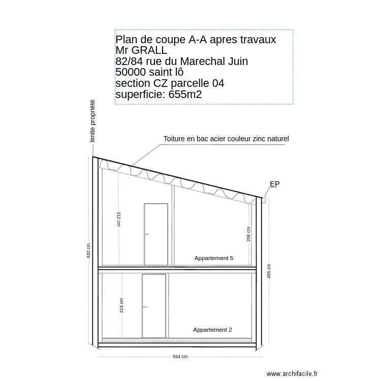 Coupe AA. Plan de 0 pièce et 0 m2