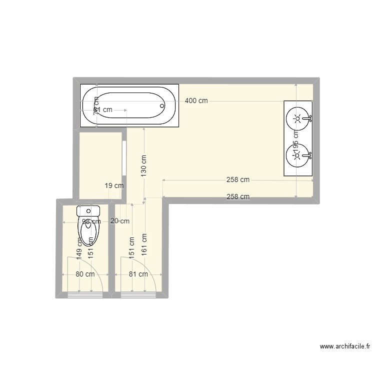 Etat-Actuel_Deutsch. Plan de 3 pièces et 10 m2