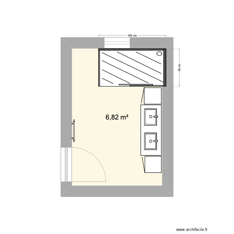 salle de bain. Plan de 1 pièce et 7 m2