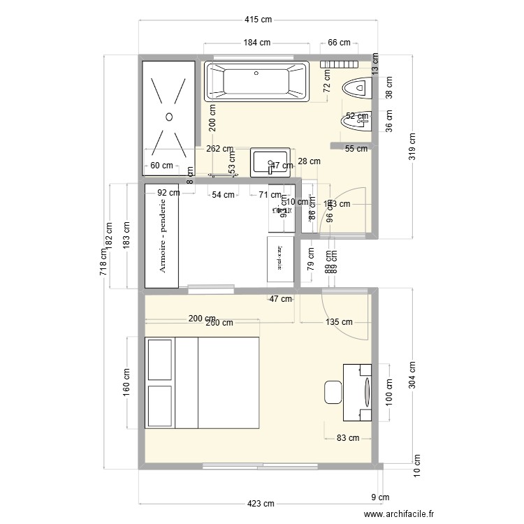 STAUB. Plan de 2 pièces et 21 m2