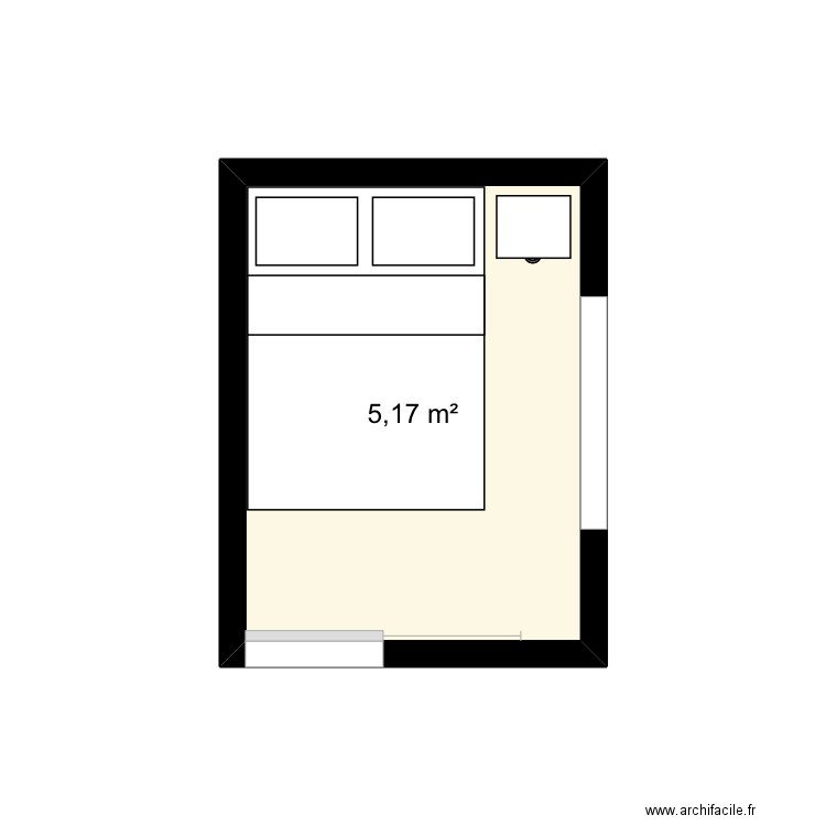 Chambre. Plan de 1 pièce et 5 m2