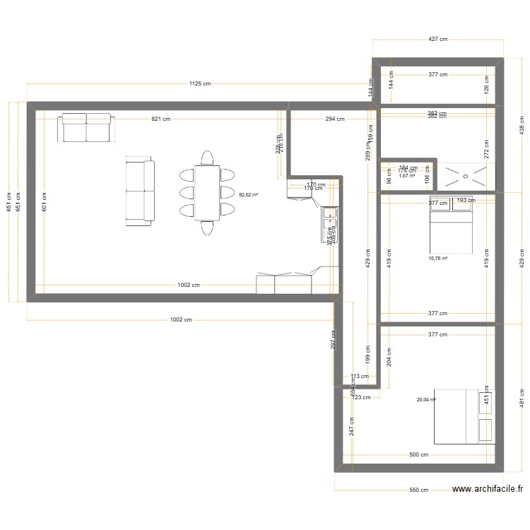 Fink house. Plan de 4 pièces et 120 m2