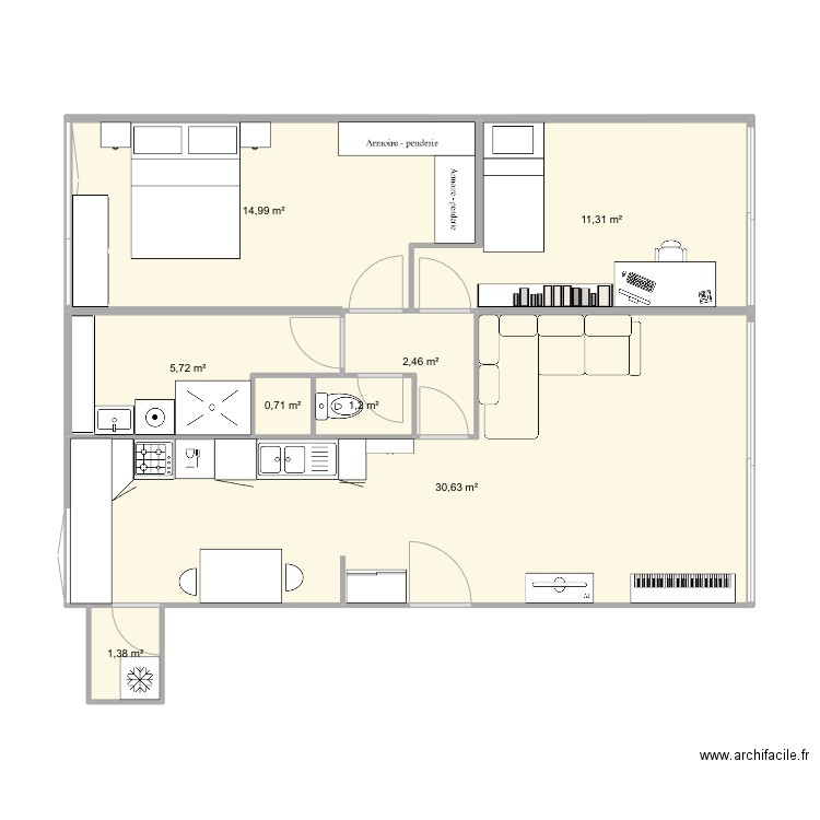 Dpto 1. Plan de 8 pièces et 68 m2