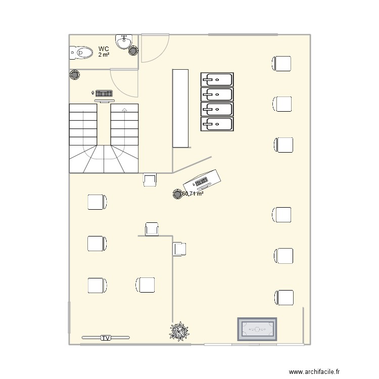 francks provost. Plan de 2 pièces et 63 m2