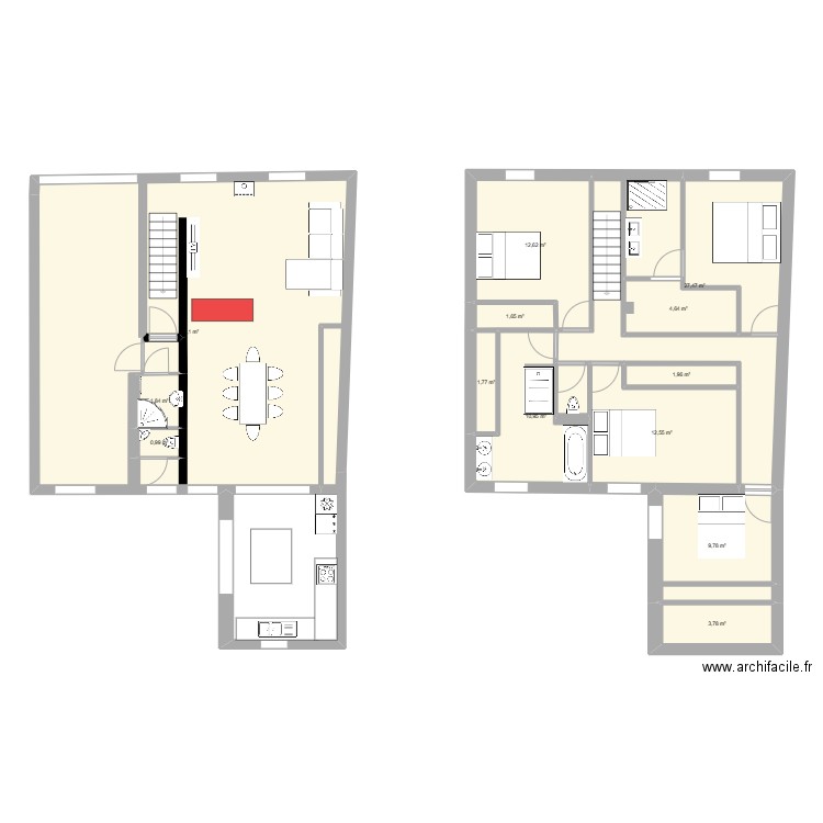 glonville. Plan de 13 pièces et 169 m2