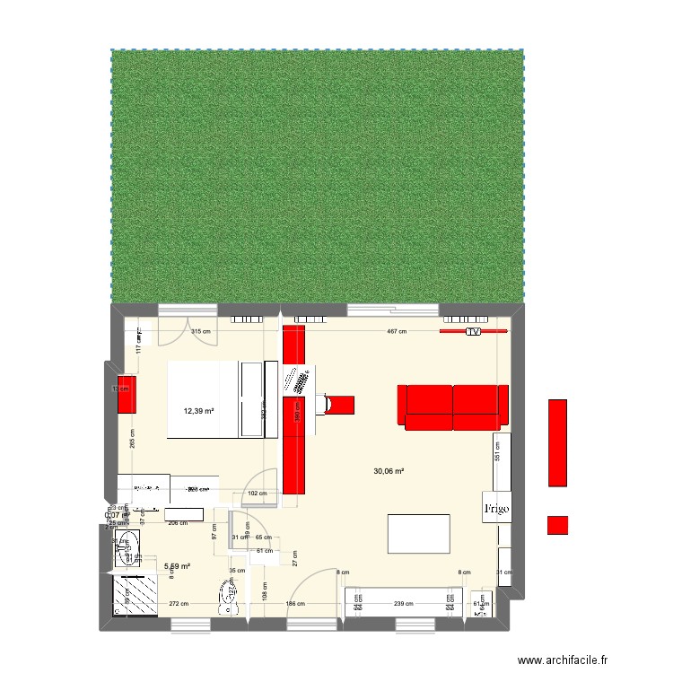 Projée. Plan de 4 pièces et 48 m2