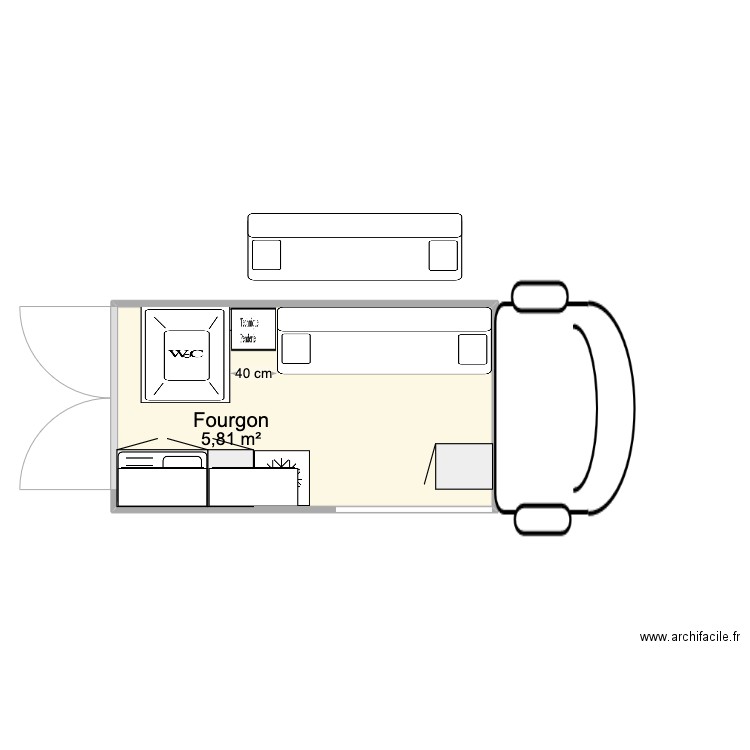 Ford New. Plan de 1 pièce et 6 m2