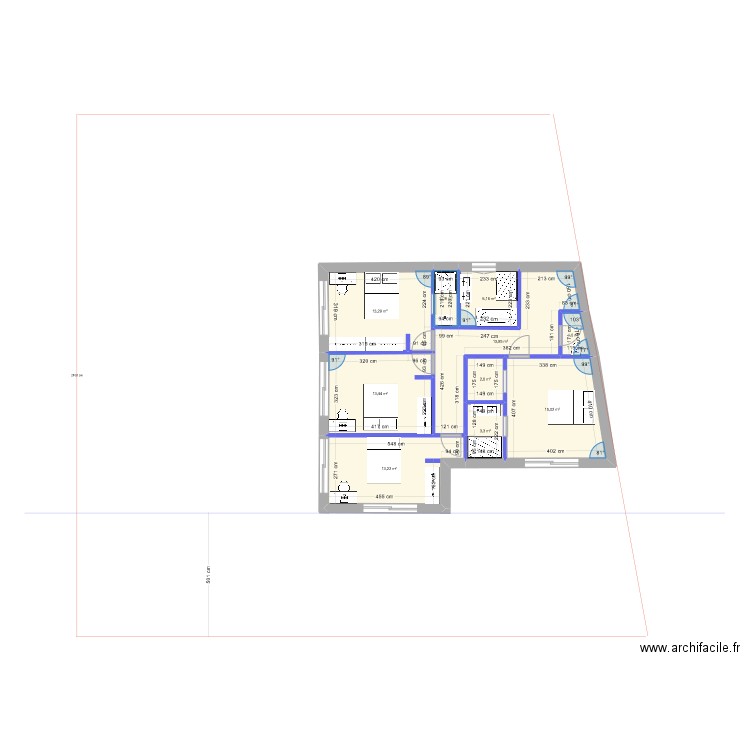 palaiseau terrain 350ke 1er+masse. Plan de 10 pièces et 84 m2