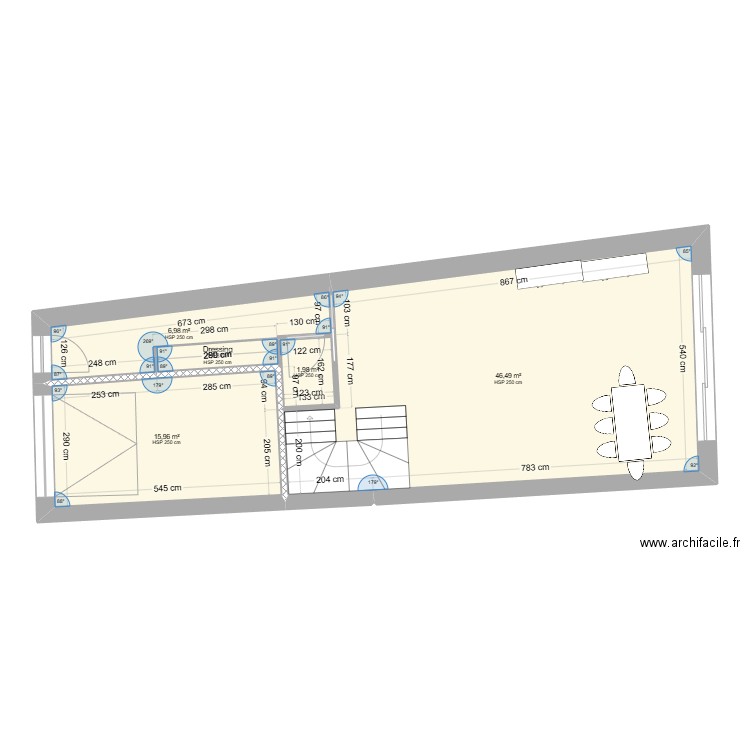 La halle. Plan de 5 pièces et 73 m2