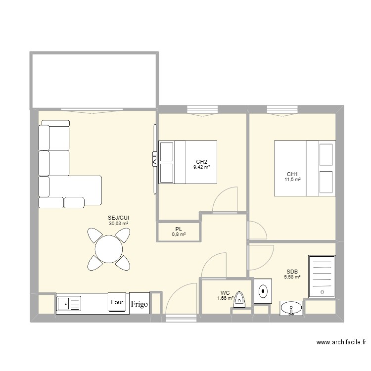 APPARTEMENT. Plan de 11 pièces et 61 m2