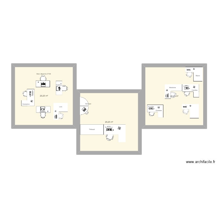 Bureaux Thibault / Planification / Service clents 06.09. Plan de 3 pièces et 61 m2