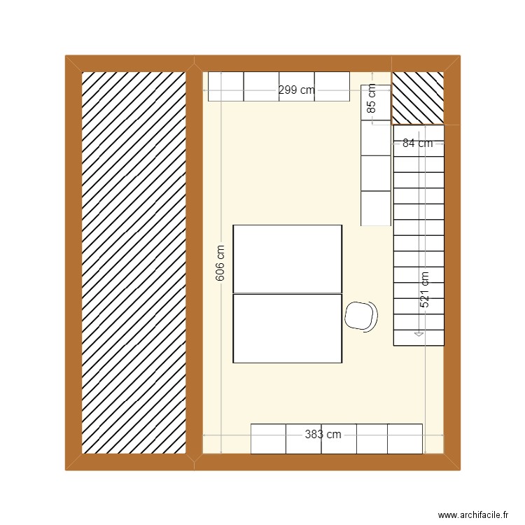 atelier étage. Plan de 3 pièces et 33 m2