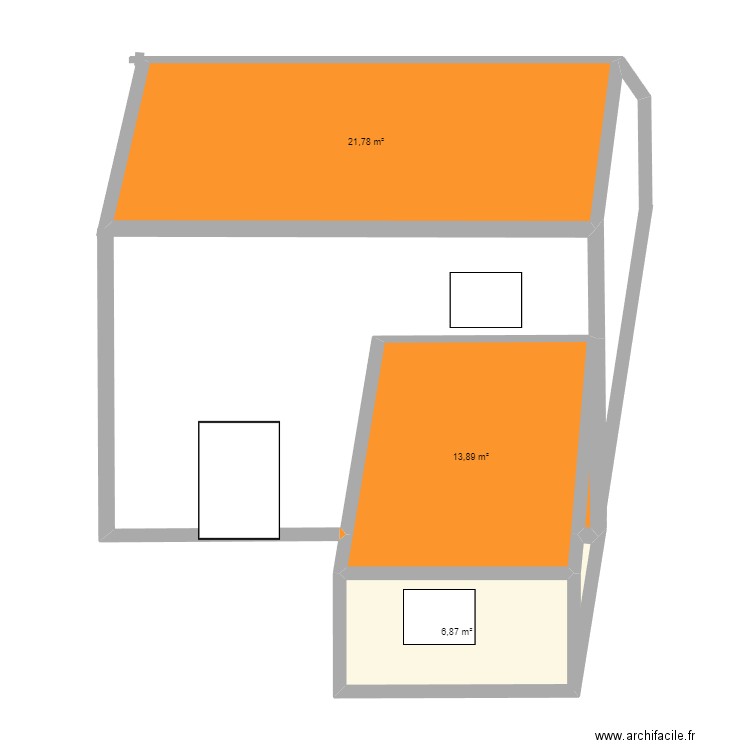 plan est . Plan de 4 pièces et 43 m2