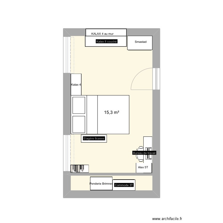 Chambre Nolan - avant r.no. Plan de 1 pièce et 15 m2