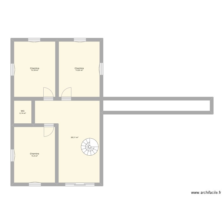 EXTENSION 2EME VERSION. Plan de 5 pièces et 75 m2