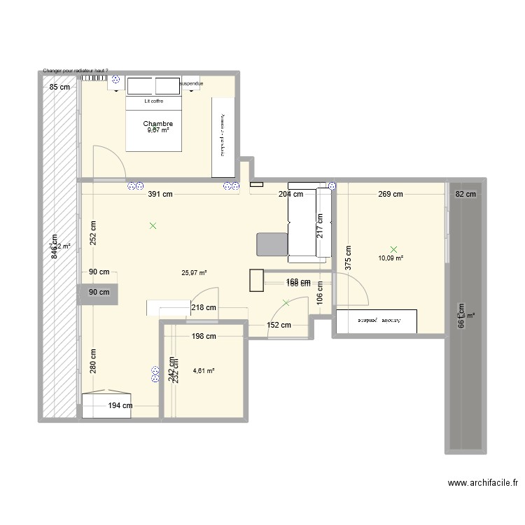 Appartement. Plan de 6 pièces et 63 m2