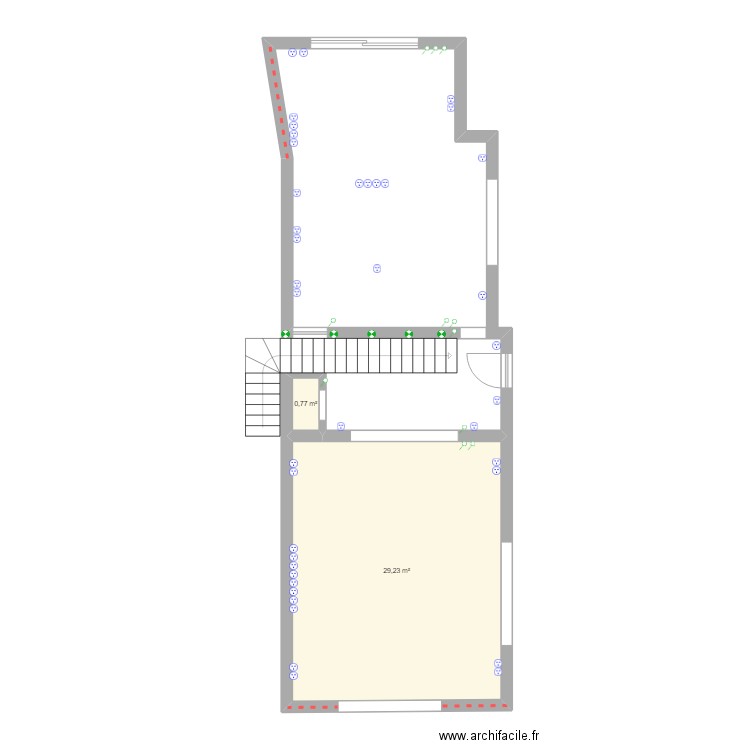 REZ-CHUASSÉE . Plan de 2 pièces et 30 m2