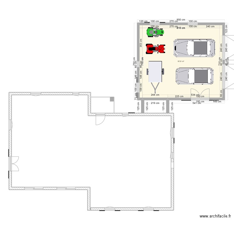 garage GR. Plan de 1 pièce et 58 m2