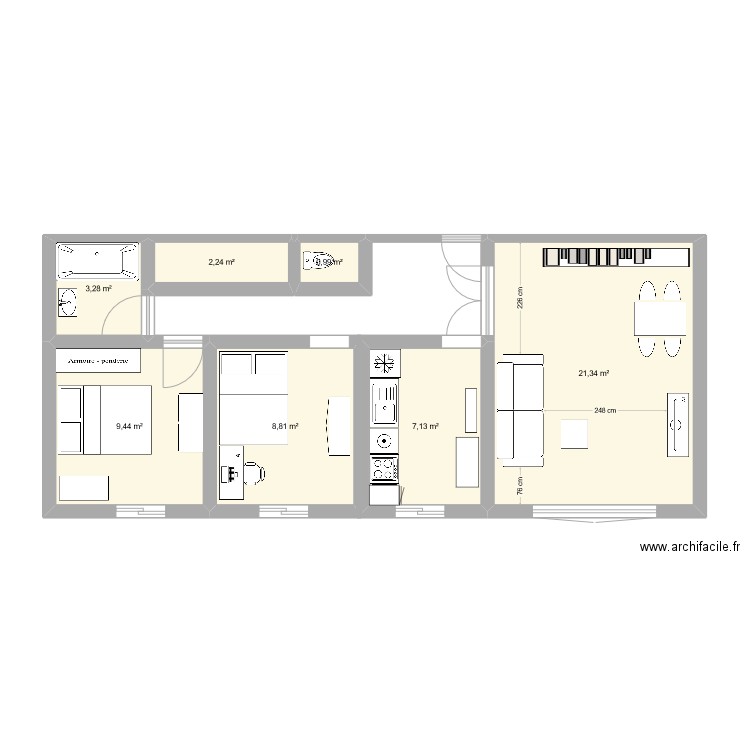 59 cimiez. Plan de 7 pièces et 53 m2