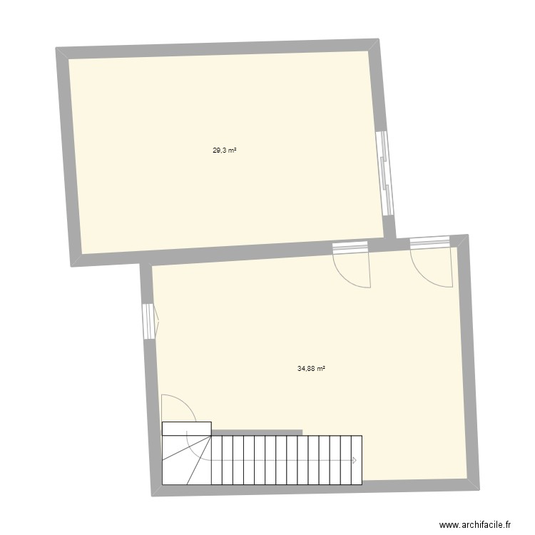 egu. Plan de 2 pièces et 64 m2