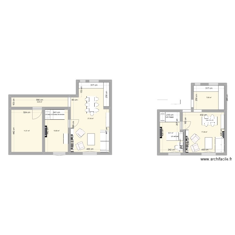 Paris 5. Plan de 7 pièces et 93 m2