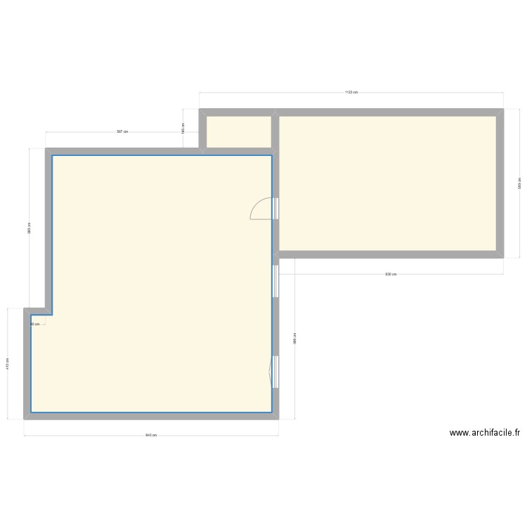 RDC fenetre. Plan de 3 pièces et 123 m2